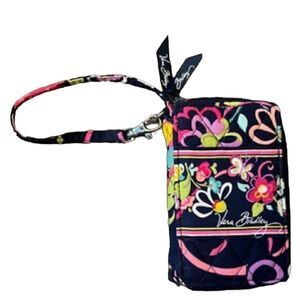 Vera Bradley Wristlet Wallet Navy Floral Print - Great Used Condition